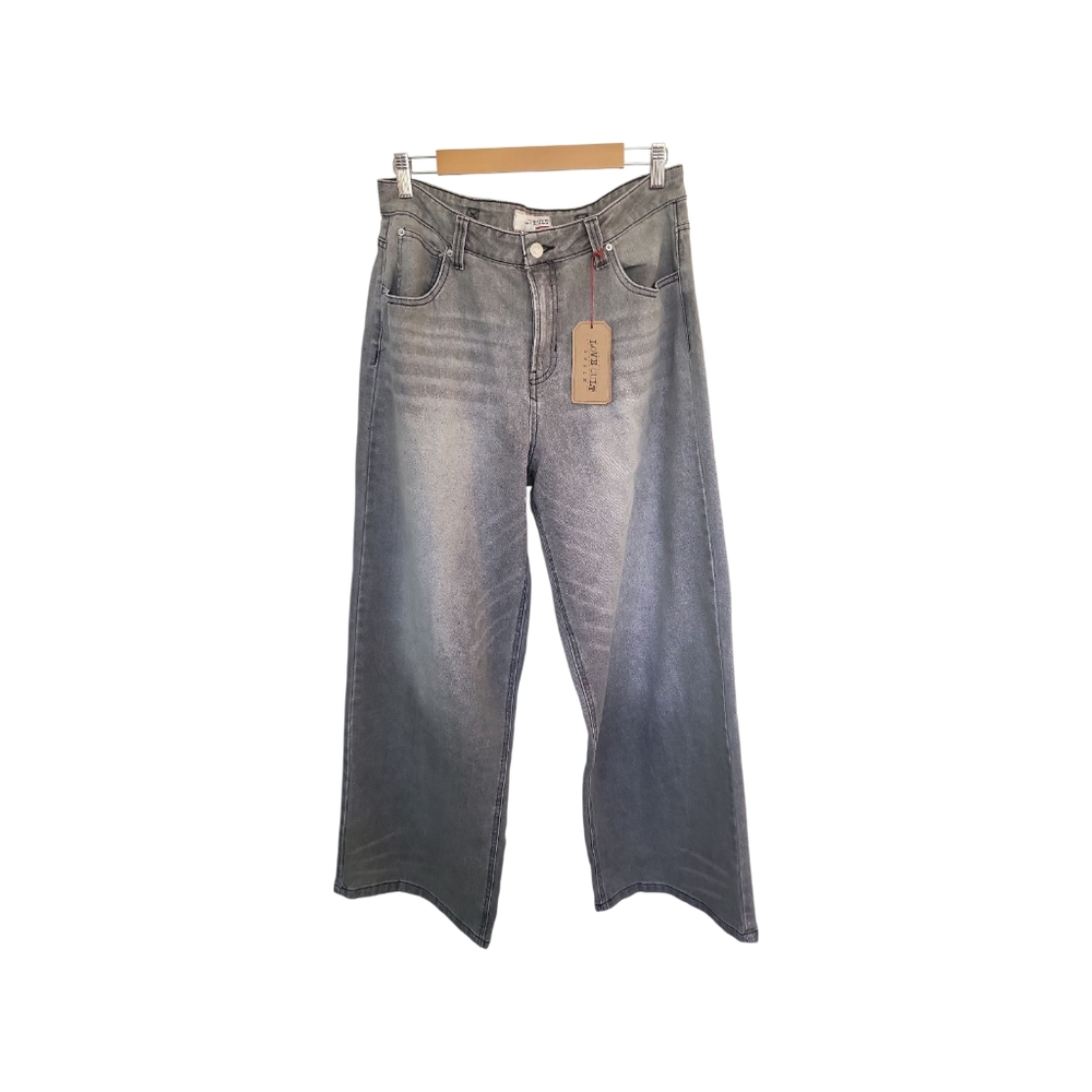 NWT Love Cult Gray High Rise Wide Leg Jeans Sz 15 Juniors / 34" Waist